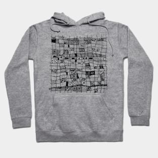 Grid design scribble style in blue Hoodie